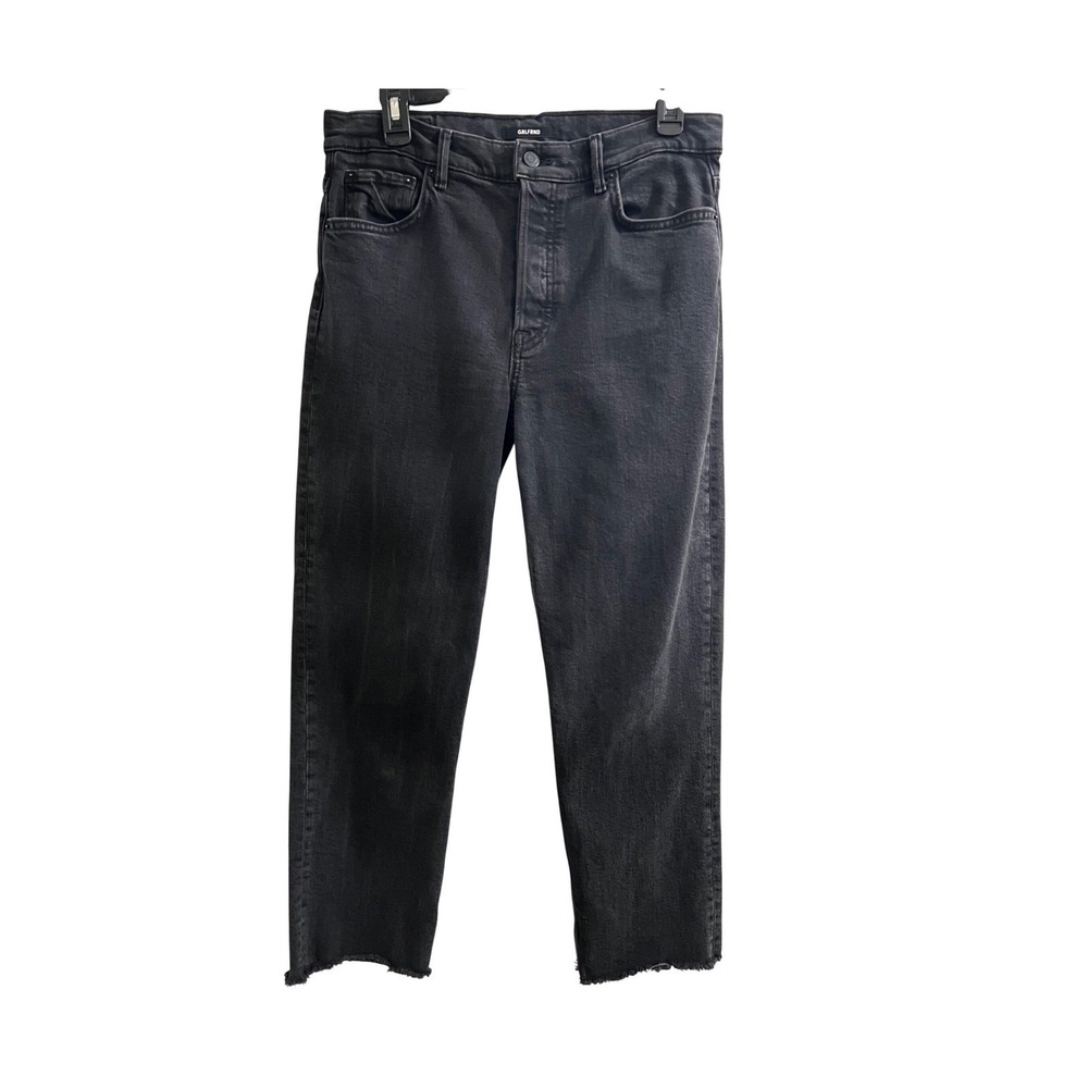 GRLFRND Helena High-Rise Straight Leg Jeans Frayed Hem‎ Black All I Need Size 29